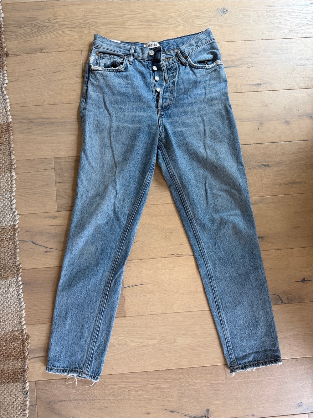 Agolde Light Blue High-Rise Button-Fly Jeans